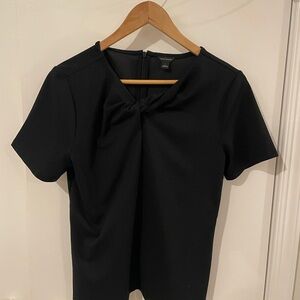 Ann Taylor Black Short Sleeve Tie Front Blouse